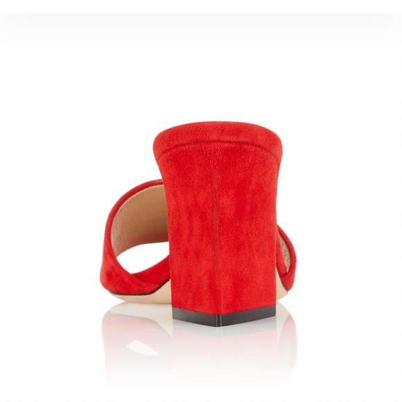 TAMARA MELLON ROCHE RED SUEDE SLIDES WITH WRAPPPED TRIANGLE HEEL SIZE 38 US 8 - Picture 8 of 16